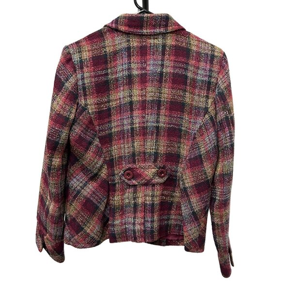 Christopher & Banks Petite Plaid Button Up Blazer Jacket Sz MP - Picture 2 of 9